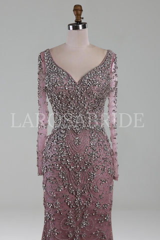 Beaded Crystal Mermaid Gown