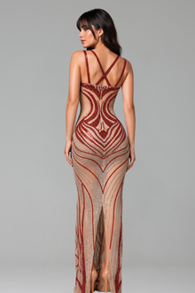Scarlet Crystal Illusion Gown - LAROSABRIDE