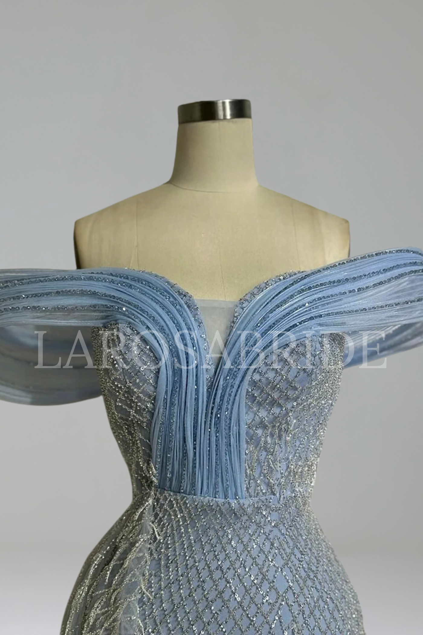 Off Shoulder Beaded Mermaid Gown - LAROSABRIDE