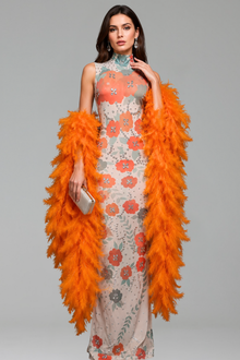 Floral Feather Detail Gown - LAROSABRIDE