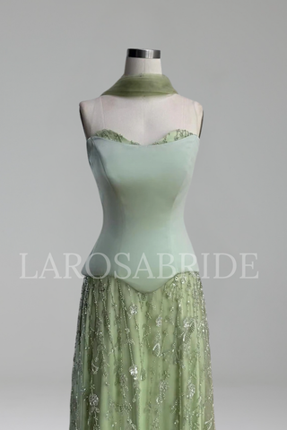 Beaded Dress A-Line Gown - LAROSABRIDE