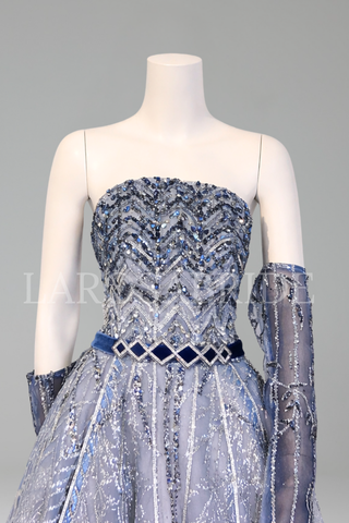 Detachable Sleeves A-Line Dress - LAROSABRIDE