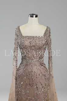 Mermaid Evening Dress with Cape - LAROSABRIDE