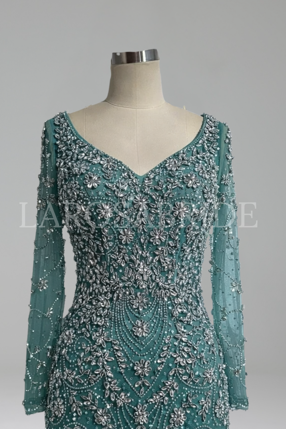 Beaded Crystal Mermaid Gown - LAROSABRIDE