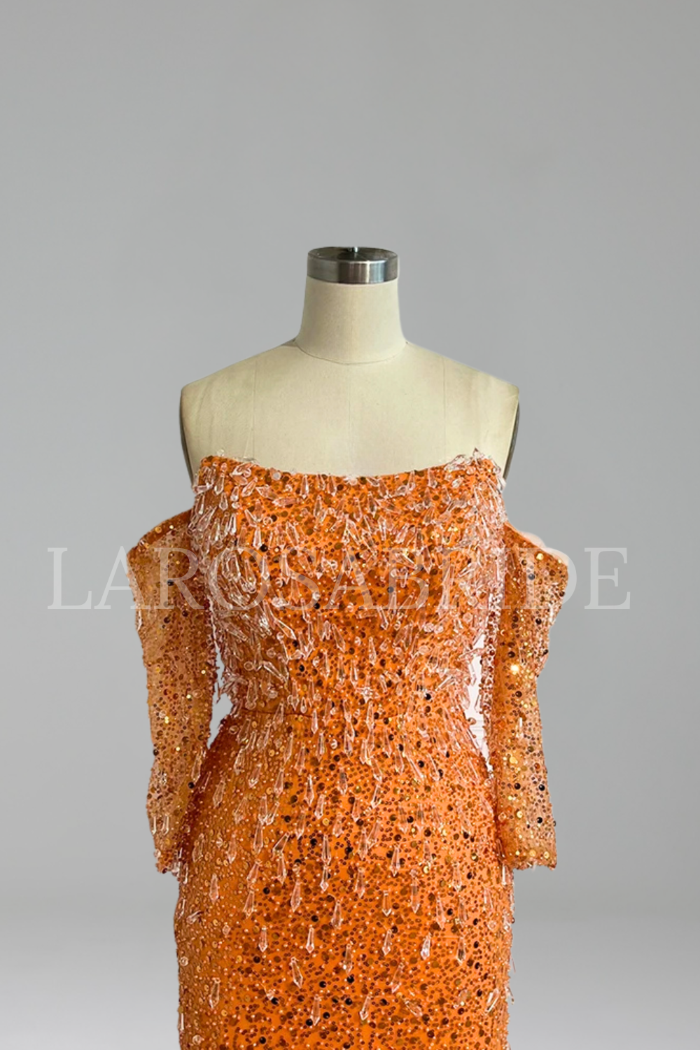 Strapless Crystal Beaded Mermaid Dress - LAROSABRIDE