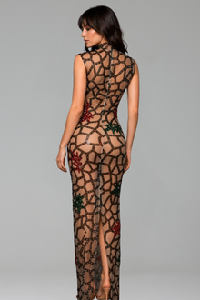 Floral Beaded Mesh Dress - LAROSABRIDE