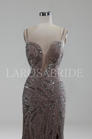 Spaghetti Strap High-Slit Dress - LAROSABRIDE