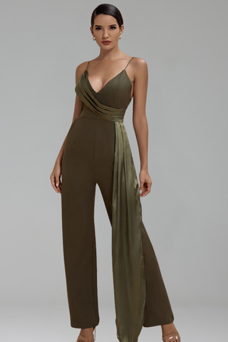 Draped Olive Jumpsuit-Larosabride