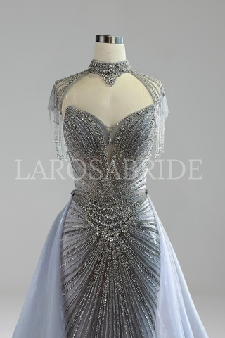 Beaded Tassel Overskirt Gown - LAROSABRIDE