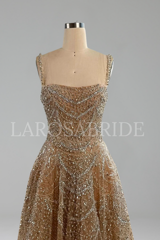 A-Line Beaded with Pearls and Crystals - LAROSABRIDE
