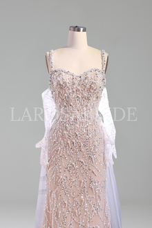 Lace Pearls Mermaid Gown With Glove - LAROSABRIDE