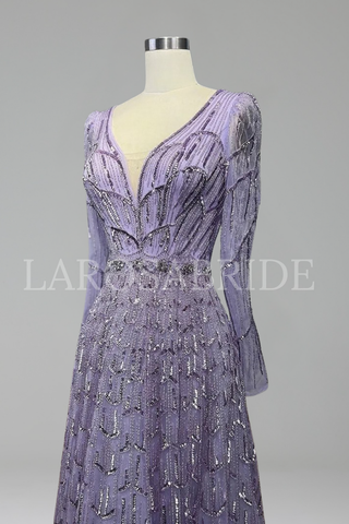 Beaded A-Line Evening Gown - LAROSABRIDE