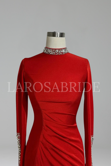 Satin Split Mermaid Evening Gown - LAROSABRIDE
