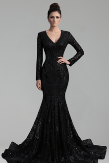 Long-Sleeve Sequin Mermaid Gown-Larosabride