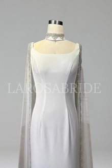 Cape-Sleeve Beaded Dress - LAROSABRIDE