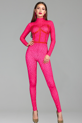 Neon Crystal Bodysuit Jumpsuit - LAROSABRIDE