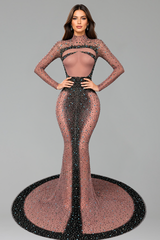 Cutout Crystal Mermaid Gown - LAROSABRIDE