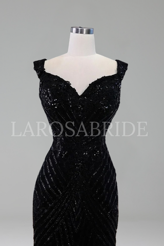 Off Shoulder Beaded Slit Gown - LAROSABRIDE
