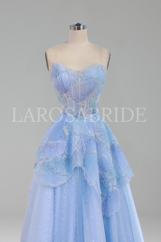 3D Floral Appliqué Sparkly Tulle Dress