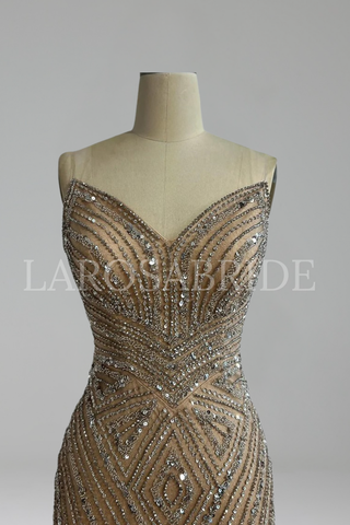 Strapless Beaded Mermaid Dress - LAROSABRIDE