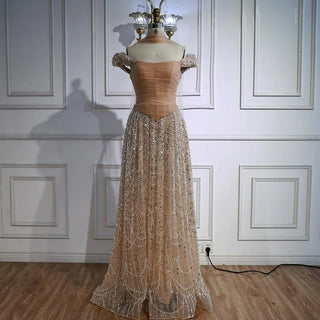 Ships in 2 to 5 Days -Luxury Arabic A-Line Evening Dress with Cape – 2025 Formal Gown