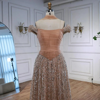 Ships in 2 to 5 Days -Luxury Arabic A-Line Evening Dress with Cape – 2025 Formal Gown