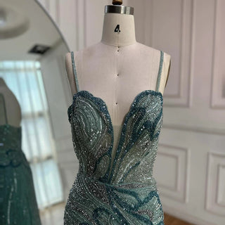 Ships in 2 to 5 Days - Saudi Arabic Spaghetti Strap Mermaid Evening Dress with High Slit for Formal Occasions