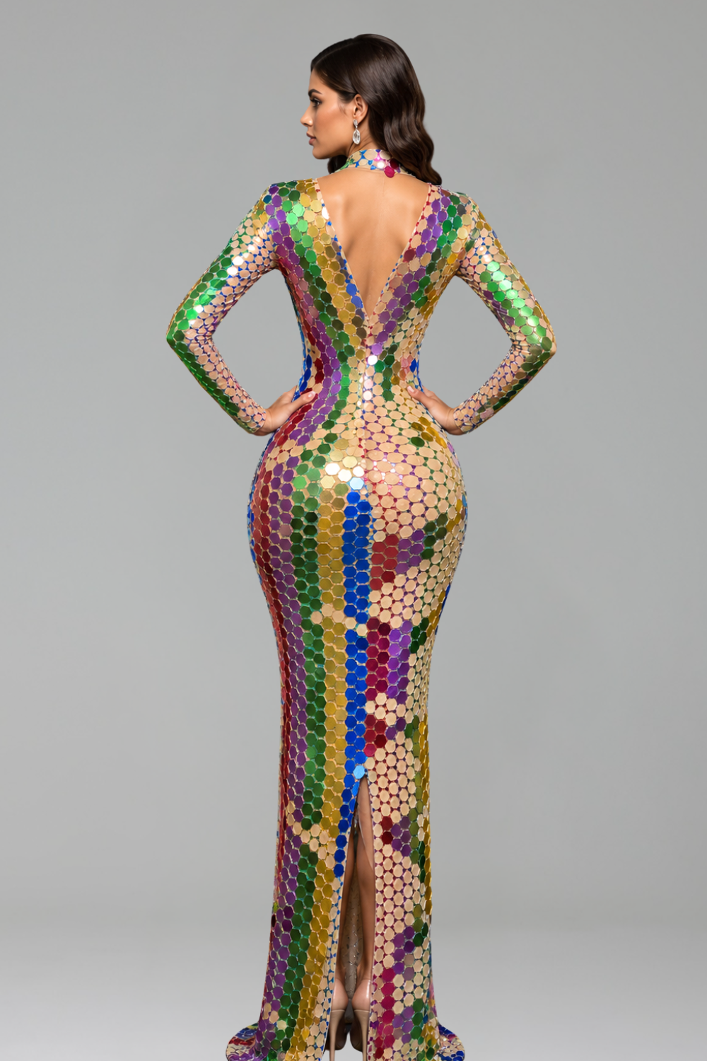 Multicolor Mirror Sequin Gown - LAROSABRIDE