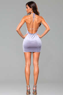 Halter Crystal Illusion Mini Dress - LAROSABRIDE