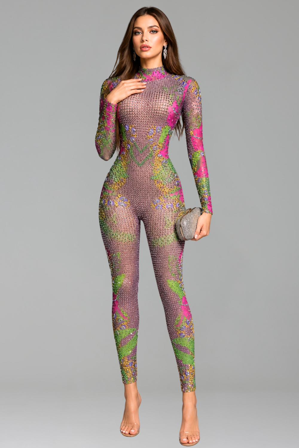 Multicolor Crystal Embellished Bodysuit - LAROSABRIDE