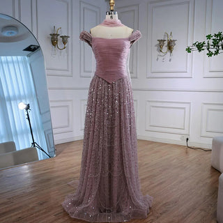 Ships in 2 to 5 Days -Luxury Arabic A-Line Evening Dress with Cape – 2025 Formal Gown