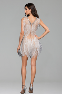Embellished Butterfly Mini Dress - LAROSABRIDE
