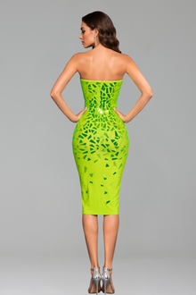 Neon Mirror Strapless Midi Dress - LAROSABRIDE