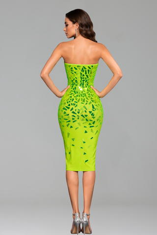 Neon Mirror Strapless Midi Dress