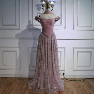 Ships in 2 to 5 Days -Luxury Arabic A-Line Evening Dress with Cape – 2025 Formal Gown