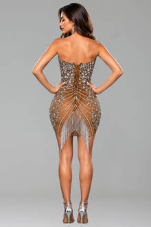 Crystal Corset Fringe Mini Dress - LAROSABRIDE