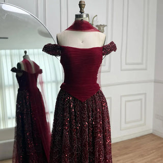 Ships in 2 to 5 Days -Luxury Arabic A-Line Evening Dress with Cape – 2025 Formal Gown