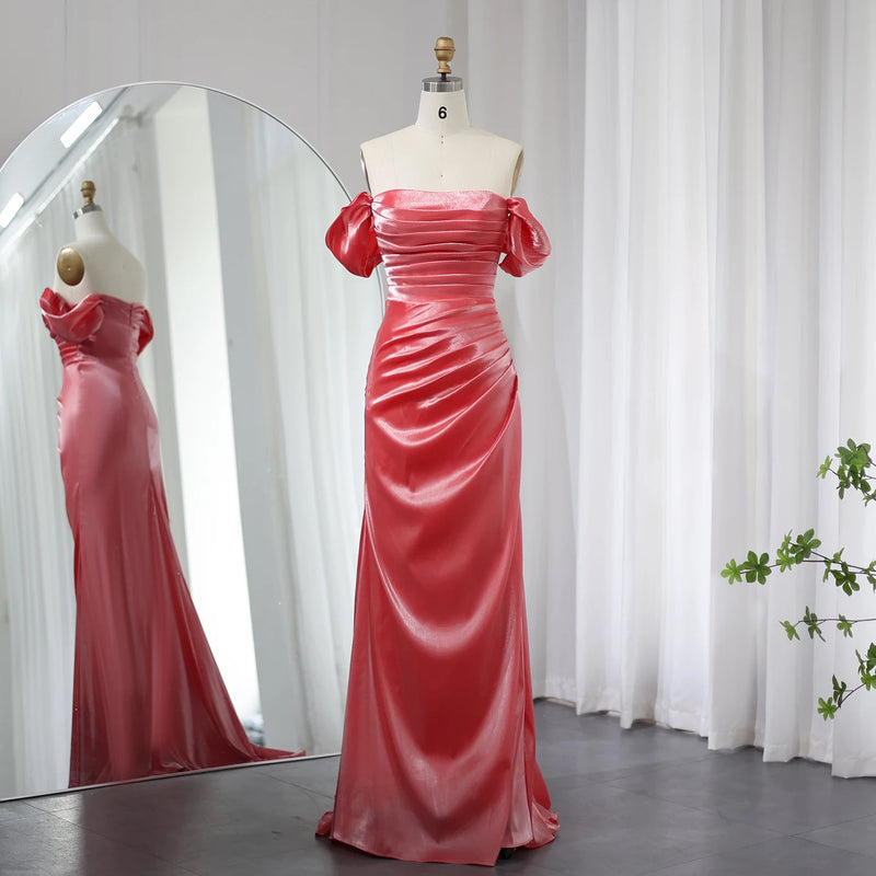 2025 Elegant Beige Mermaid Evening Dress for Women: Off-Shoulder Arabic Style, Ideal for Dubai Wedding Parties and Long Formal Celebrations