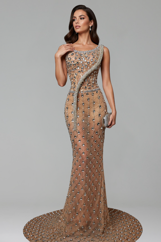 Crystal Drape Mermaid Gown