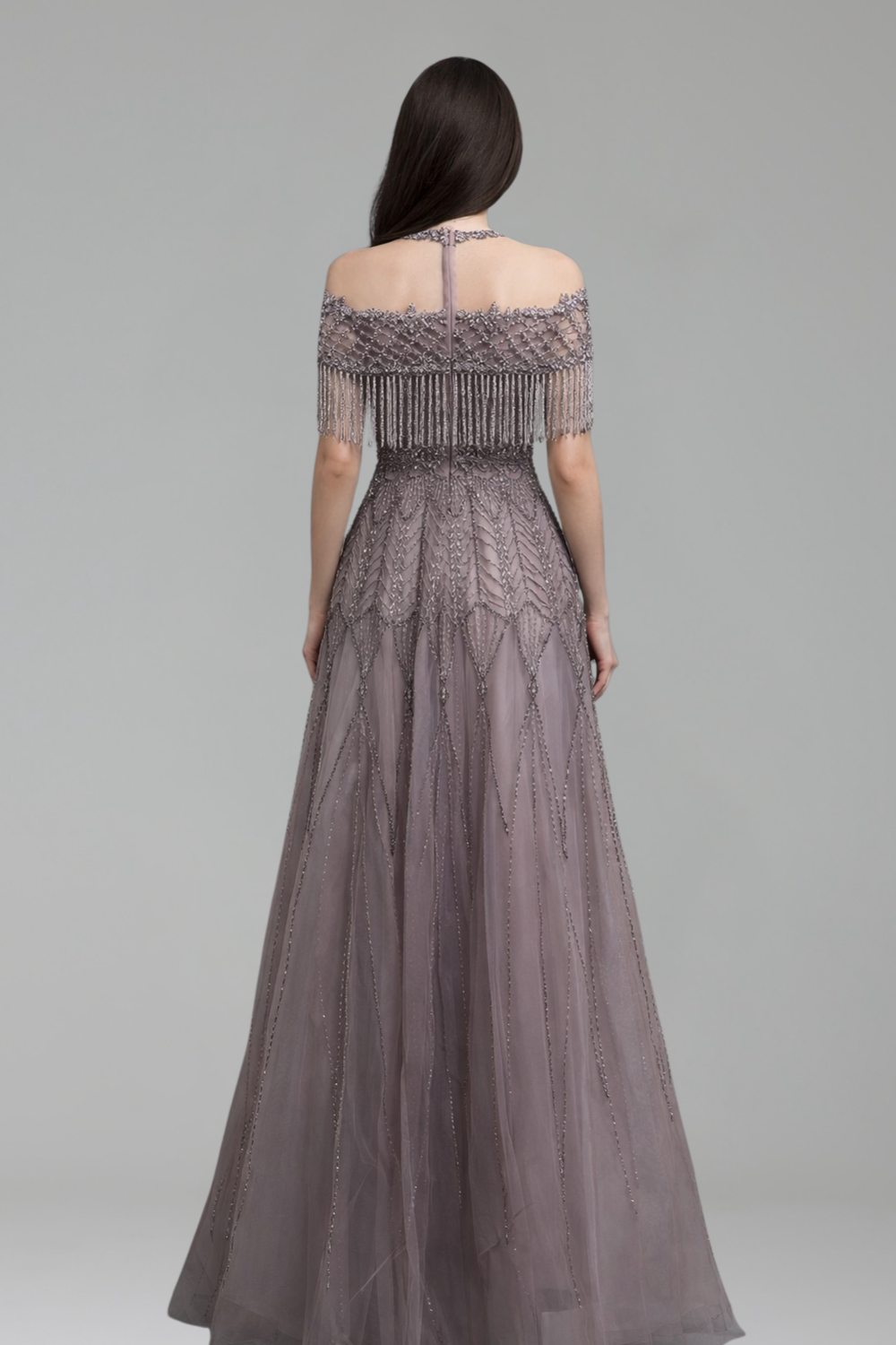 Beaded Tassel A-Line Gown-Larosabride