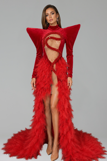 Golden Feather Illusion Gown - LAROSABRIDE