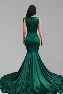 One Shoulder Lace Mermaid Gown - LAROSABRIDE