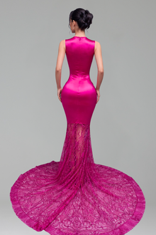 Embellished Sheer Mermaid Gown - LAROSABRIDE