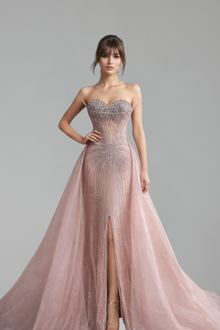 Crystal Beaded Mermaid Overskirt Dress - LAROSABRIDE
