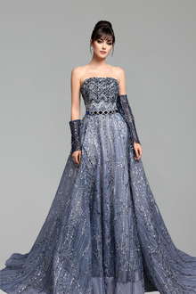 Detachable Sleeves A-Line Dress - LAROSABRIDE