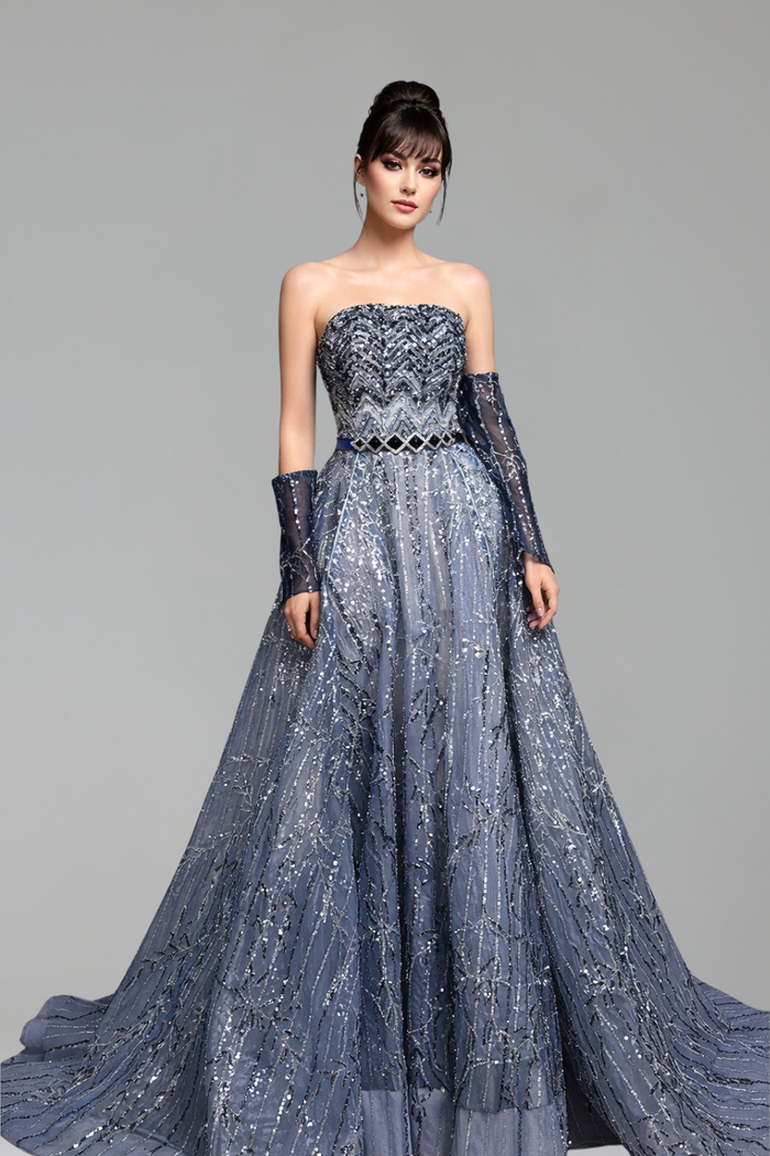 Detachable Sleeves A-Line Dress
