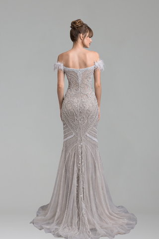 Strapless Pearl-Beaded Mermaid Dress - LAROSABRIDE
