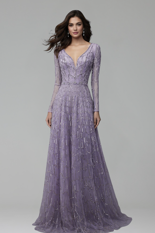 Beaded A-Line Evening Gown - LAROSABRIDE