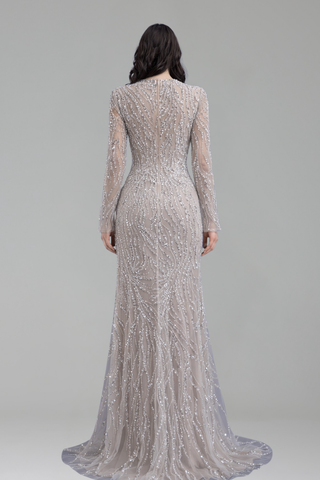 Lace Pearl Beaded Mermaid Dress - LAROSABRIDE