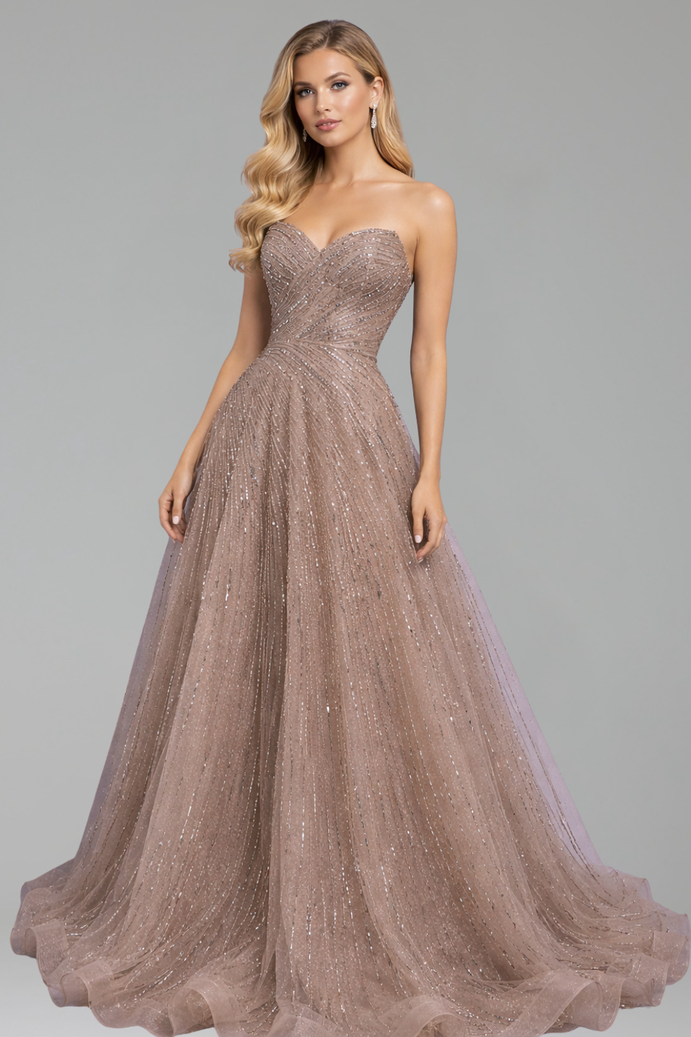 Beaded A-Line Evening Gown - LAROSABRIDE